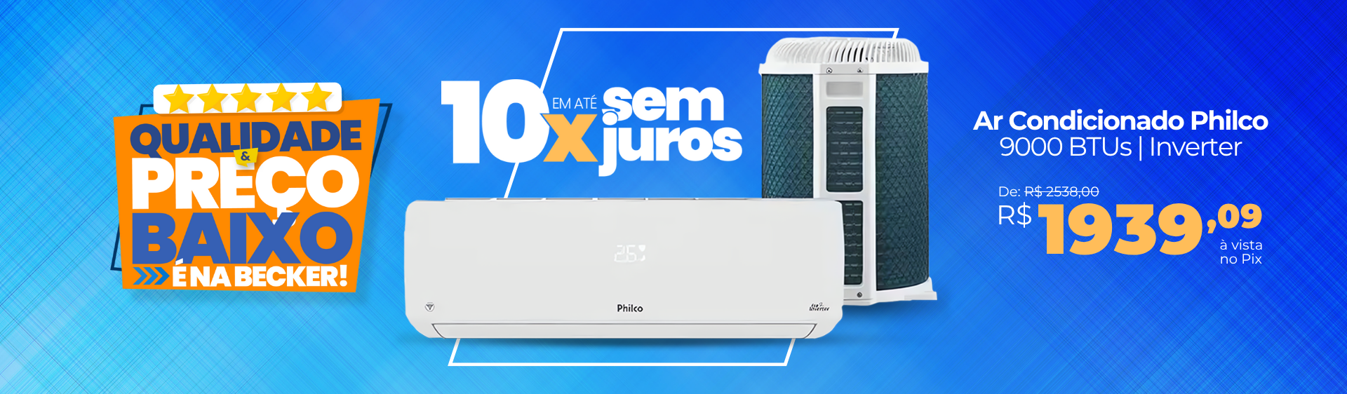 Ar-Condicionado Philco Inverter 9000 BTUs Quente e Frio PAC9000IQFM15​