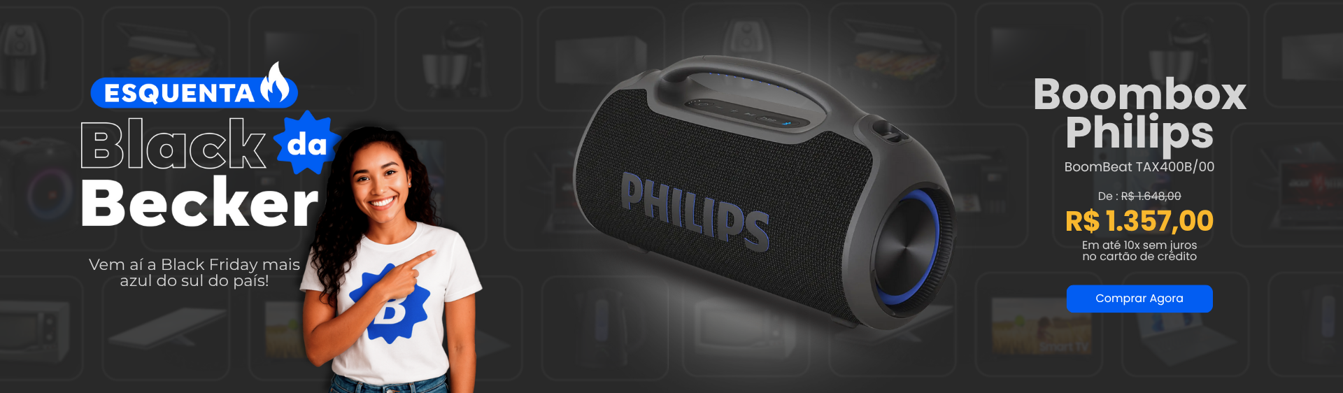 Caixa de Som Philips TAX400B/00 USB P10 200W RMS Caixa de Som Philips TAX400B/00 USB P10 200W RMS