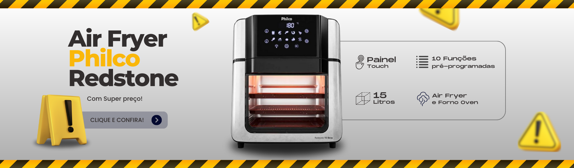 Air Fryer Philco Oven com Painel Digital 15 Litros Redstone Air Fryer Philco Oven com Painel Digital 15 Litros Redstone